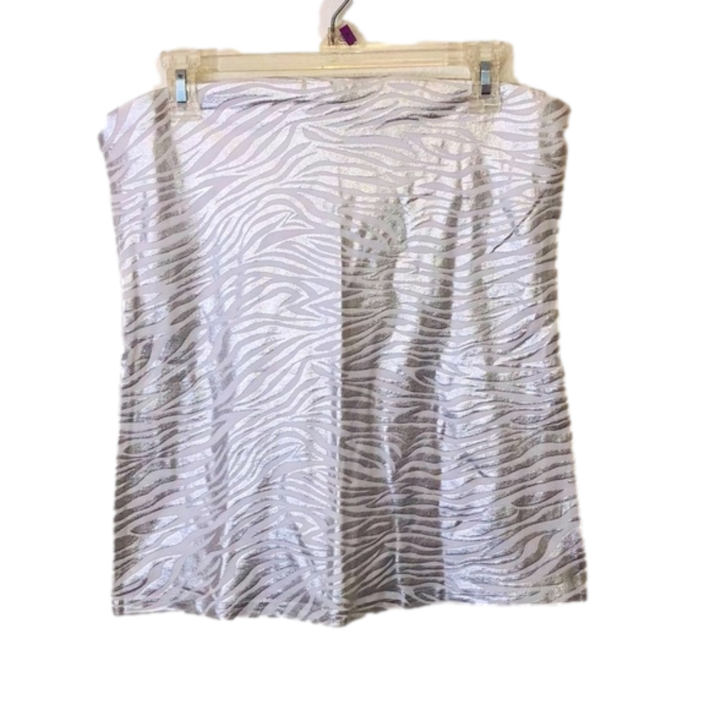 NO BOUNDARIES White w. Silver Zebra Print Tube-Top